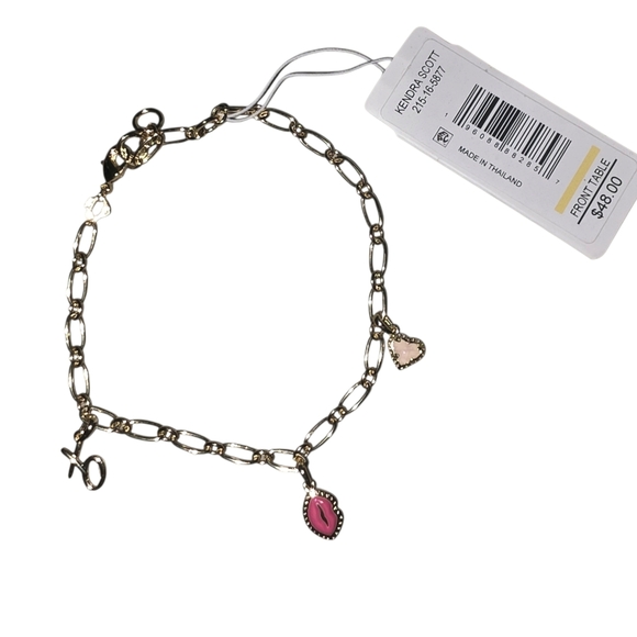 Kendra Scott Valentine's Henley Charm Bracelet in Pink and Gold NWT - Picture 2 of 2